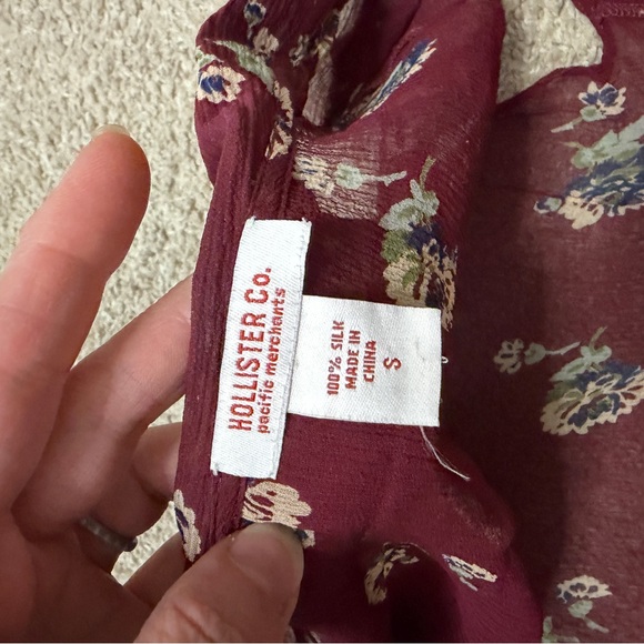 Hollister Y2K 90s Vintage 100% Silk Wrap Floral Blouse Top Small - Picture 3 of 5